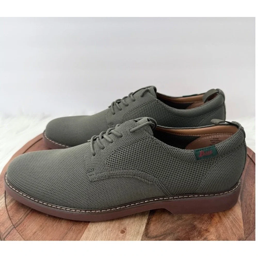 GH Bass Pasadena Knit Buck Mens 9.5M Army Green Oxford Shoes BAZ2B421 NIB